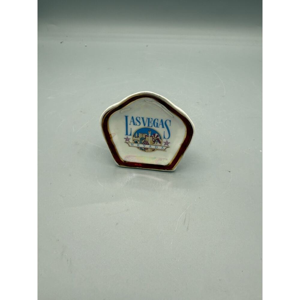 Vintage Las Vegas Nevada Ceramic Toothpick Holder Souvenir Desk Decor